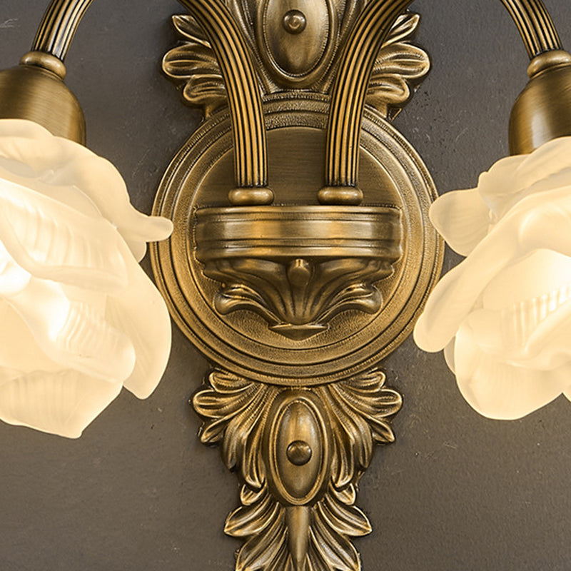 Luxury Copper Glass Flower 1/2 Light Wall Sconce Lamp