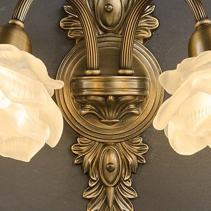 Luxury Copper Glass Flower 1/2 Light Wall Sconce Lamp