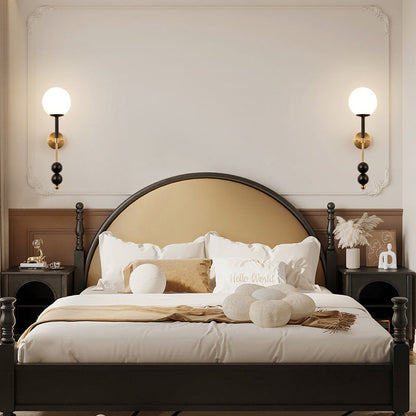French Iron Glass Linear 1-Light Wall Sconce Lamp