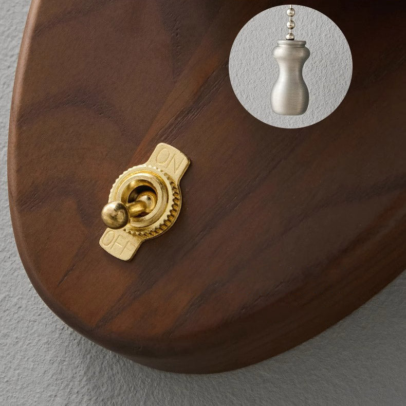 Scandinavian Copper Ash Wood Round 1-Light Wall Sconce Lamp