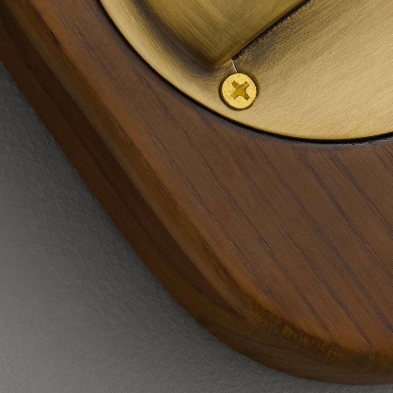 Scandinavian Copper Ash Wood Round 1-Light Wall Sconce Lamp