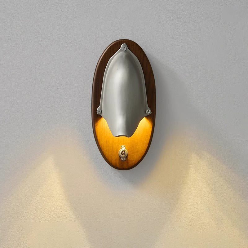 Scandinavian Copper Ash Wood Round 1-Light Wall Sconce Lamp