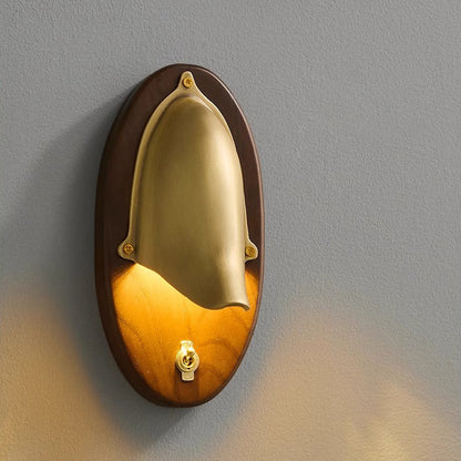 Scandinavian Copper Ash Wood Round 1-Light Wall Sconce Lamp