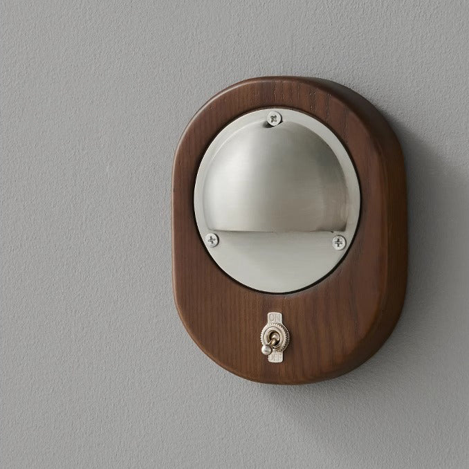 Scandinavian Copper Ash Wood Round 1-Light Wall Sconce Lamp