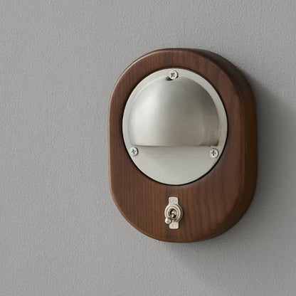 Scandinavian Copper Ash Wood Round 1-Light Wall Sconce Lamp