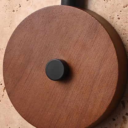 Japanese Walnut Travertine Iron Round LED Wall Sconce Lamp