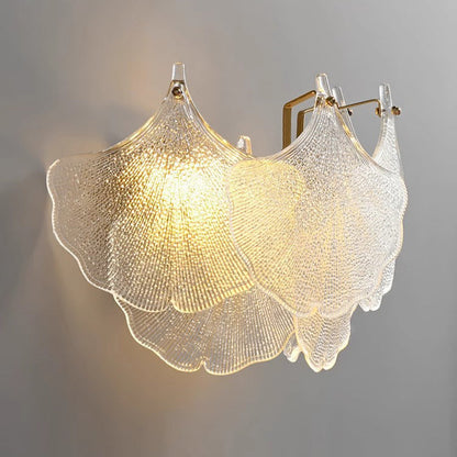 Metal Glass Ginkgo Leaf Shape 2-Light Wall Sconce Lamp