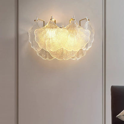 Metal Glass Ginkgo Leaf Shape 2-Light Wall Sconce Lamp