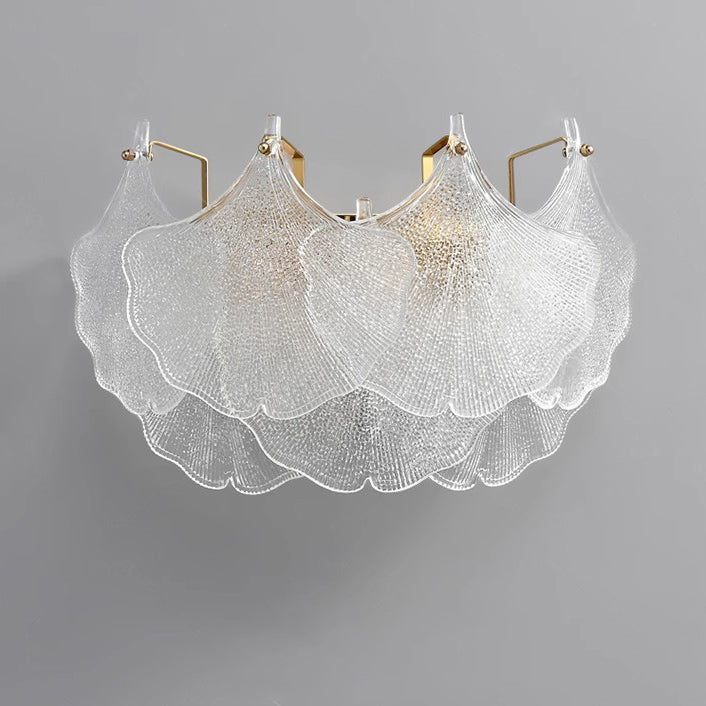 Metal Glass Ginkgo Leaf Shape 2-Light Wall Sconce Lamp
