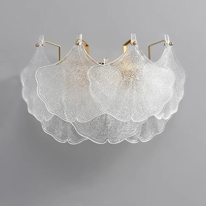 Metal Glass Ginkgo Leaf Shape 2-Light Wall Sconce Lamp
