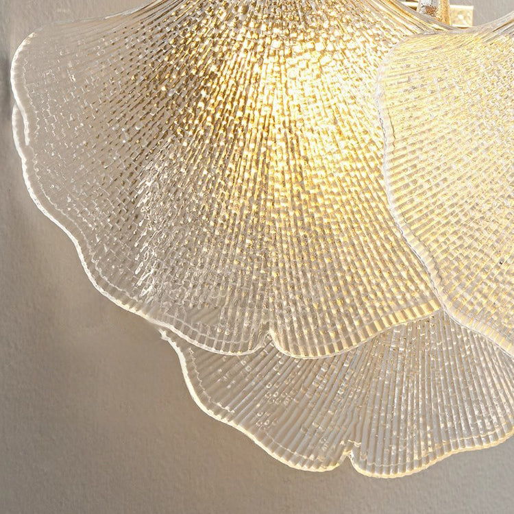 Metal Glass Ginkgo Leaf Shape 2-Light Wall Sconce Lamp
