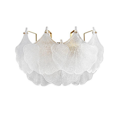 Metal Glass Ginkgo Leaf Shape 2-Light Wall Sconce Lamp