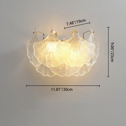Metal Glass Ginkgo Leaf Shape 2-Light Wall Sconce Lamp