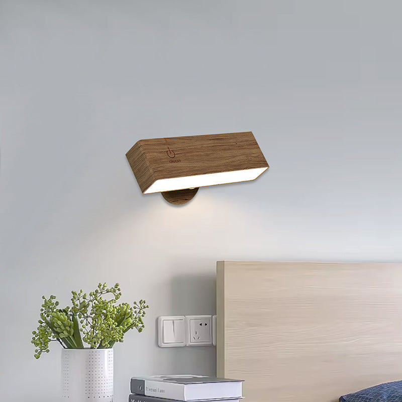 Modern Minimalist Rectangle Wood LED Wall Sconce Lamp