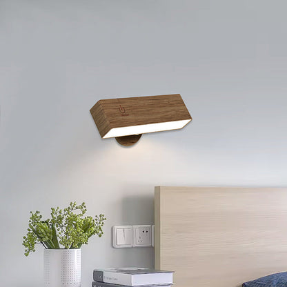 Modern Minimalist Rectangle Wood LED Wall Sconce Lamp