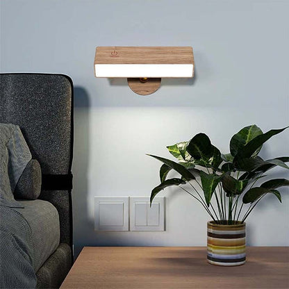 Modern Minimalist Rectangle Wood LED Wall Sconce Lamp