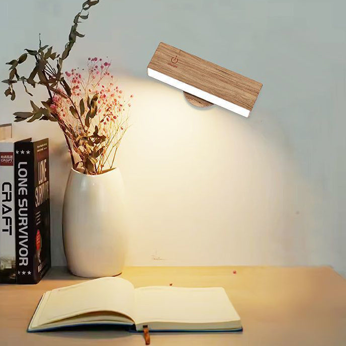 Modern Minimalist Rectangle Wood LED Wall Sconce Lamp