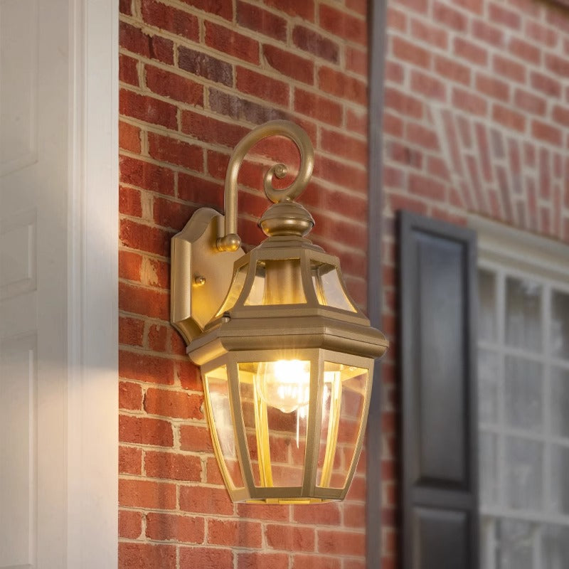 Round Waterproof Glass Hardware 1-Light Wall Sconce Lamp