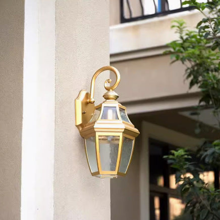 Round Waterproof Glass Hardware 1-Light Wall Sconce Lamp