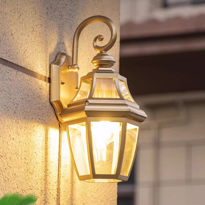 Round Waterproof Glass Hardware 1-Light Wall Sconce Lamp