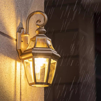 Round Waterproof Glass Hardware 1-Light Wall Sconce Lamp