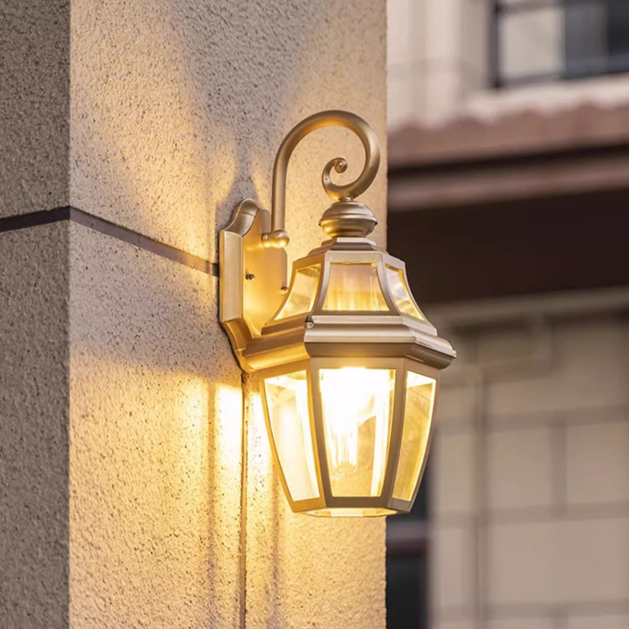 Round Waterproof Glass Hardware 1-Light Wall Sconce Lamp
