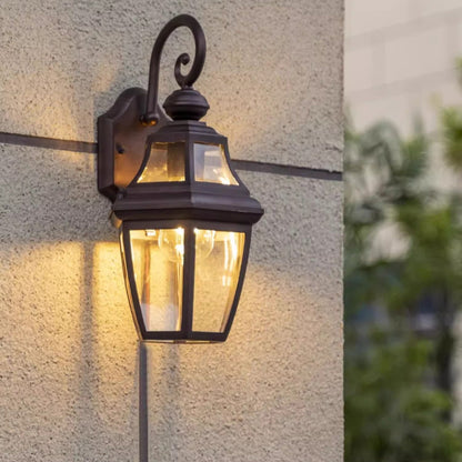 Round Waterproof Glass Hardware 1-Light Wall Sconce Lamp