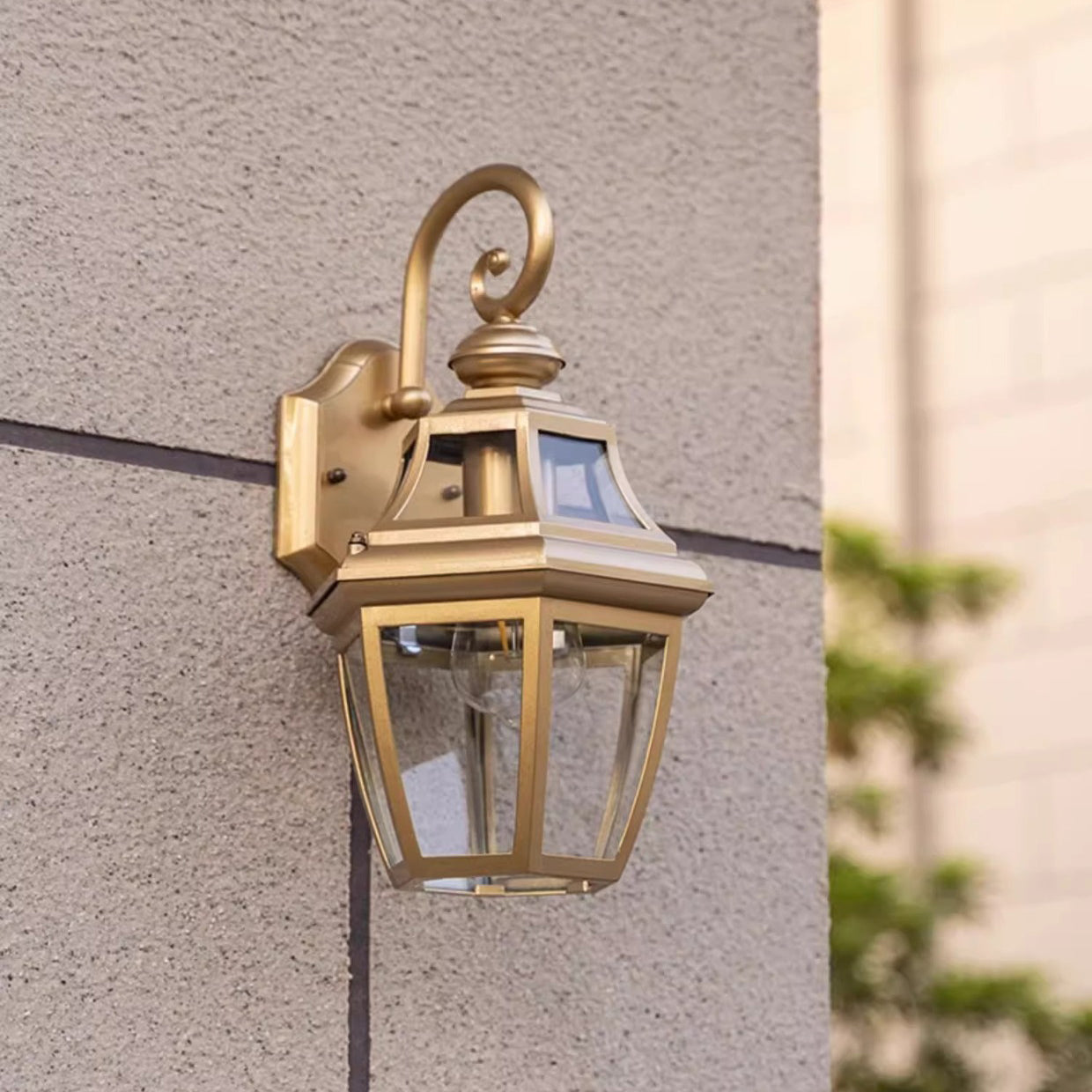 Round Waterproof Glass Hardware 1-Light Wall Sconce Lamp