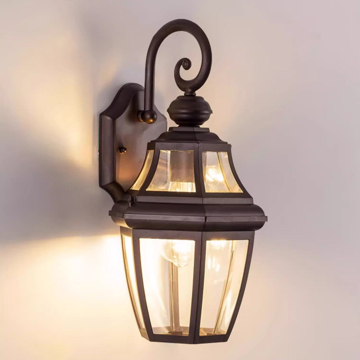 Round Waterproof Glass Hardware 1-Light Wall Sconce Lamp