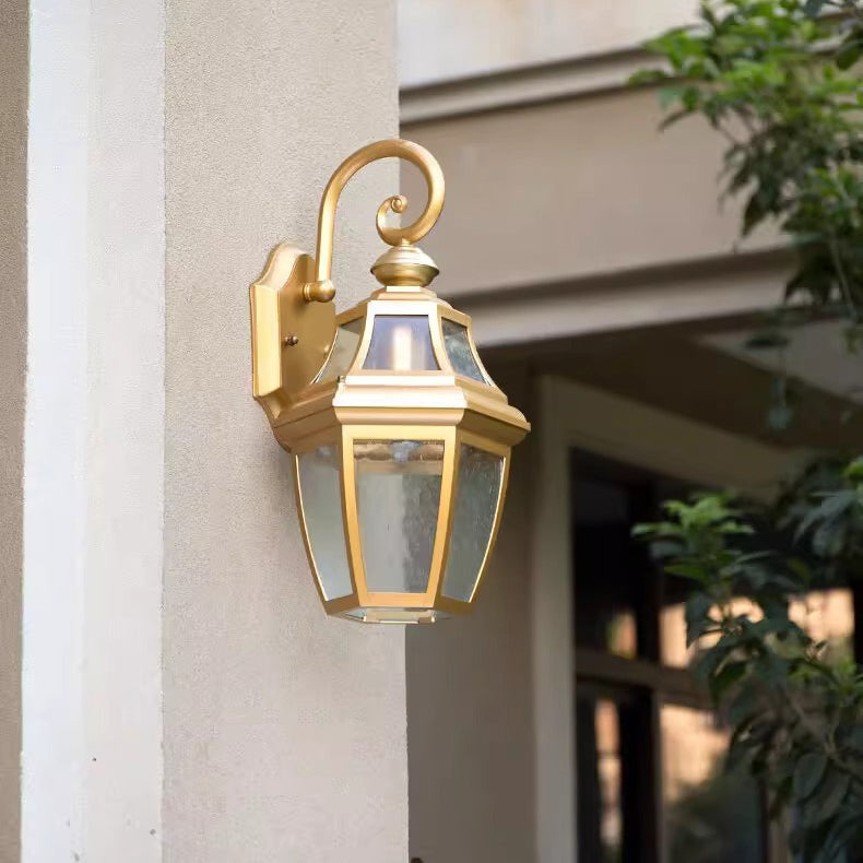 Round Waterproof Glass Hardware 1-Light Wall Sconce Lamp