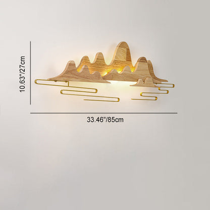 Chinese Meandering Solid Wood Iron LED Wall Sconce Lamp