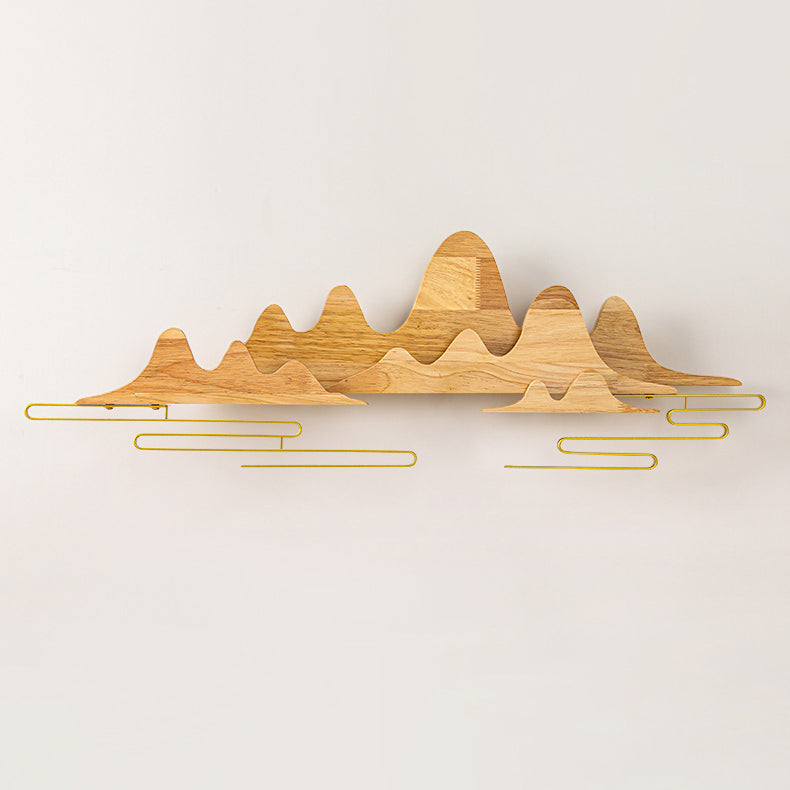 Chinese Meandering Solid Wood Iron LED Wall Sconce Lamp