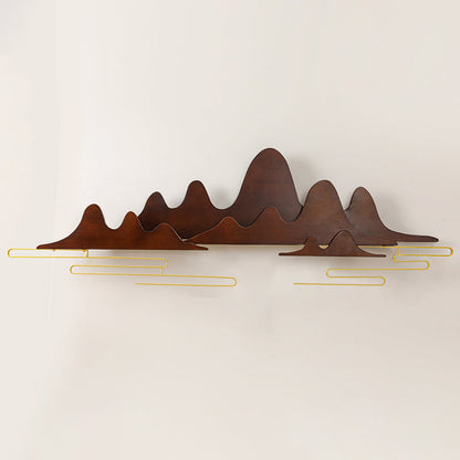Chinese Meandering Solid Wood Iron LED Wall Sconce Lamp