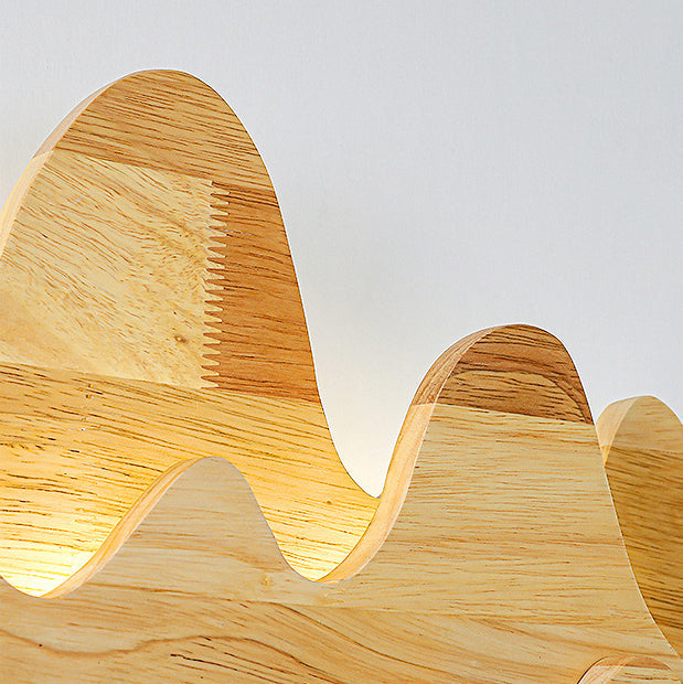 Chinese Meandering Solid Wood Iron LED Wall Sconce Lamp