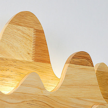 Chinese Meandering Solid Wood Iron LED Wall Sconce Lamp