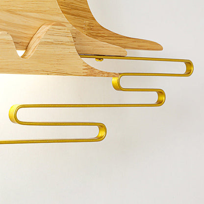 Chinese Meandering Solid Wood Iron LED Wall Sconce Lamp