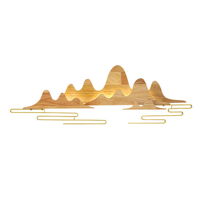 Chinese Meandering Solid Wood Iron LED Wall Sconce Lamp