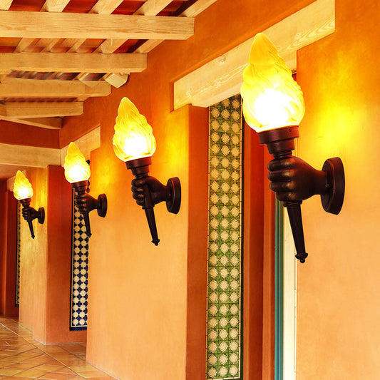 Torchbearer Shape Glass Aluminum 1-Light Wall Sconce Lamp