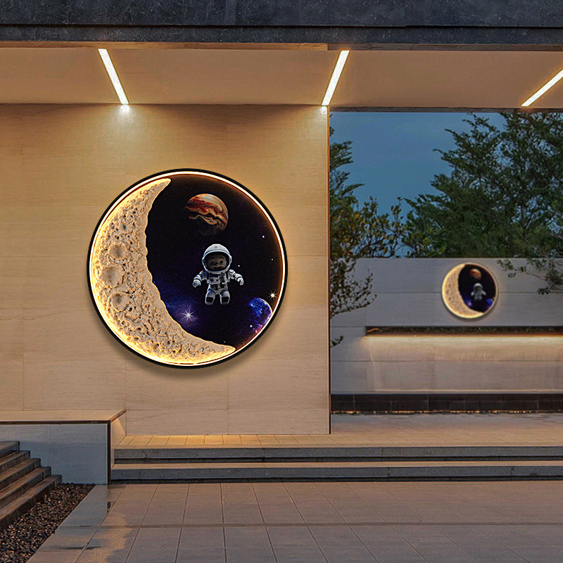 Deco Round Resin Aluminum Hardware LED Wall Sconce Lamp