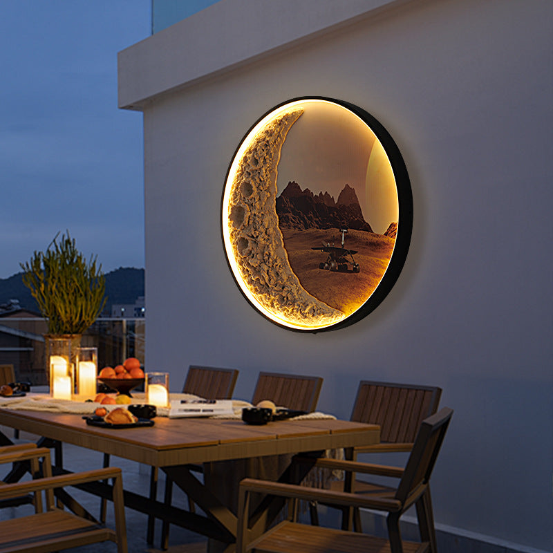 Deco Round Resin Aluminum Hardware LED Wall Sconce Lamp