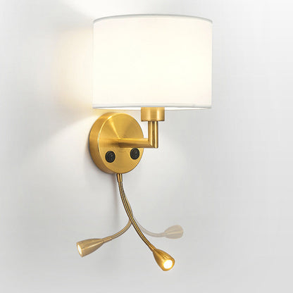 Round Column Fabric Iron 1-Light Wall Sconce Lamp