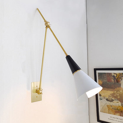 Foldable Cone Aluminum Brass 1-Light Wall Sconce Lamp