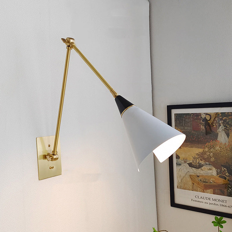 Foldable Cone Aluminum Brass 1-Light Wall Sconce Lamp