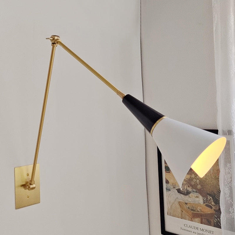 Foldable Cone Aluminum Brass 1-Light Wall Sconce Lamp