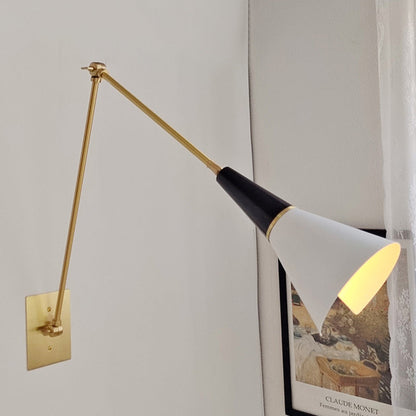Foldable Cone Aluminum Brass 1-Light Wall Sconce Lamp