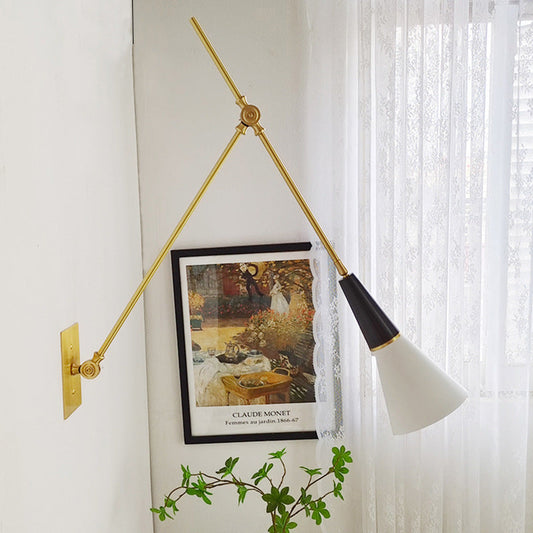 Foldable Cone Aluminum Brass 1-Light Wall Sconce Lamp