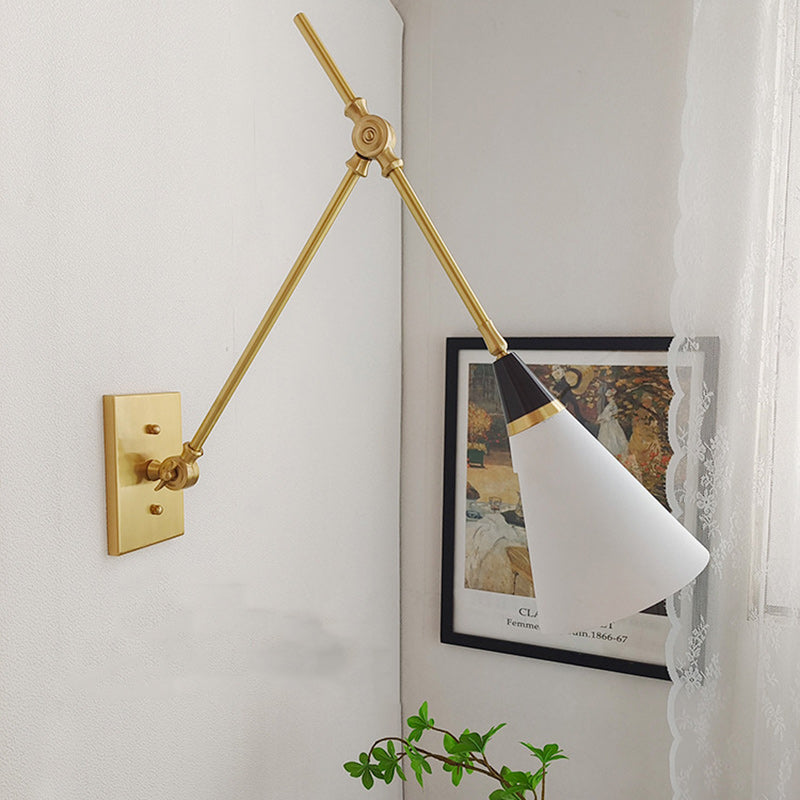Foldable Cone Aluminum Brass 1-Light Wall Sconce Lamp