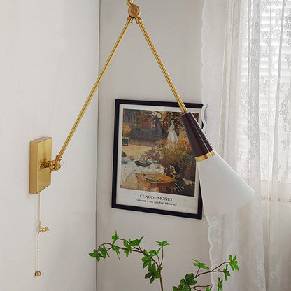 Foldable Cone Aluminum Brass 1-Light Wall Sconce Lamp