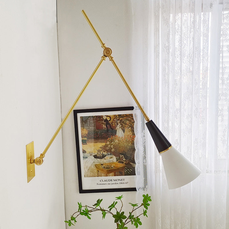 Foldable Cone Aluminum Brass 1-Light Wall Sconce Lamp