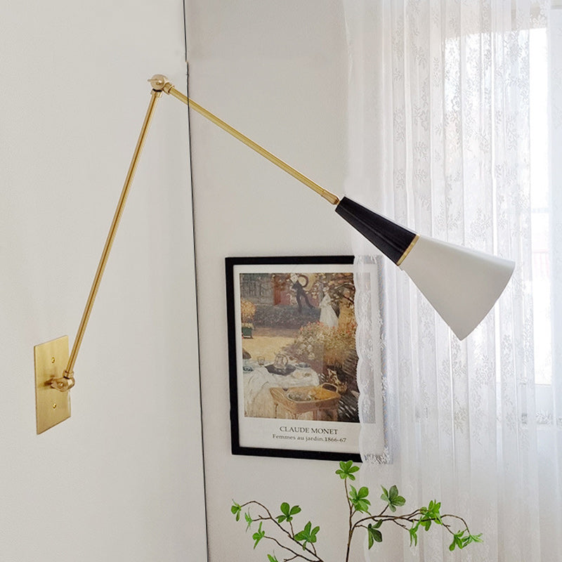 Foldable Cone Aluminum Brass 1-Light Wall Sconce Lamp